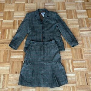Vintage 100% Italian Wool Glen Plaid Suit and Skirt Set